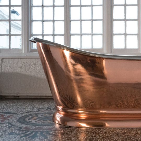 Copper Slipper Bath with Nickel Inlay Copperfield Baths